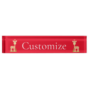 Porte-nom Pour Bureau Cute Giraffe Munching Thunder_Cove