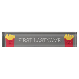 Porte-nom Pour Bureau Cute Kawaii Fries françaises avec nom personnalis