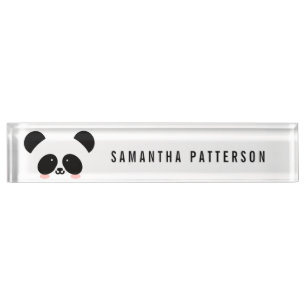 Porte-nom Pour Bureau Cute Kawaii Panda Ajouter votre nom