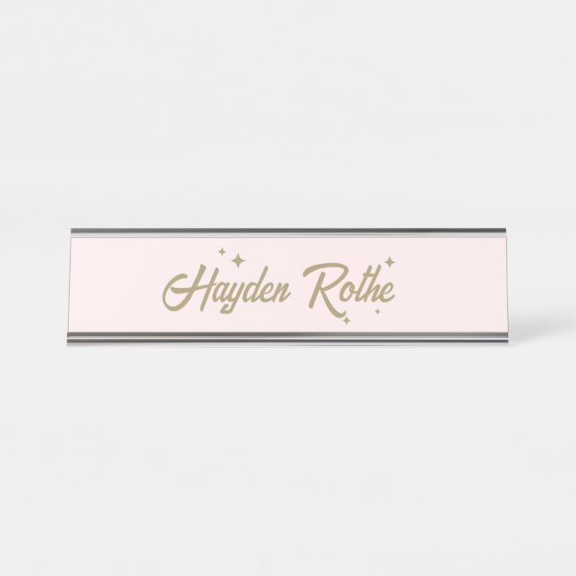 Porte-nom Pour Bureau Cute Retro Pastel Rose fille Boss (Devant)
