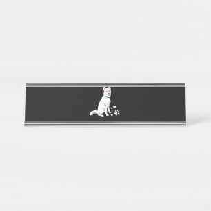 Porte-nom Pour Bureau Cute White Siberian Husky - Sweet White Snow Dog
