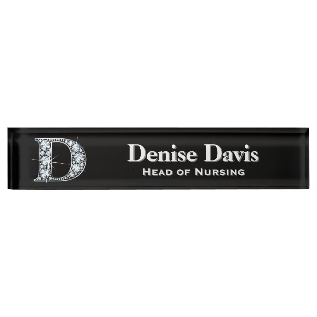 Porte-nom Pour Bureau D Faux Diamond Desk (Devant)