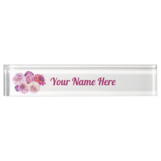 Porte-nom Pour Bureau Dahlias Éblouissants Personnalisés 