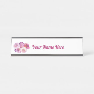 Porte-nom Pour Bureau Dahlias Éblouissants Personnalisés 