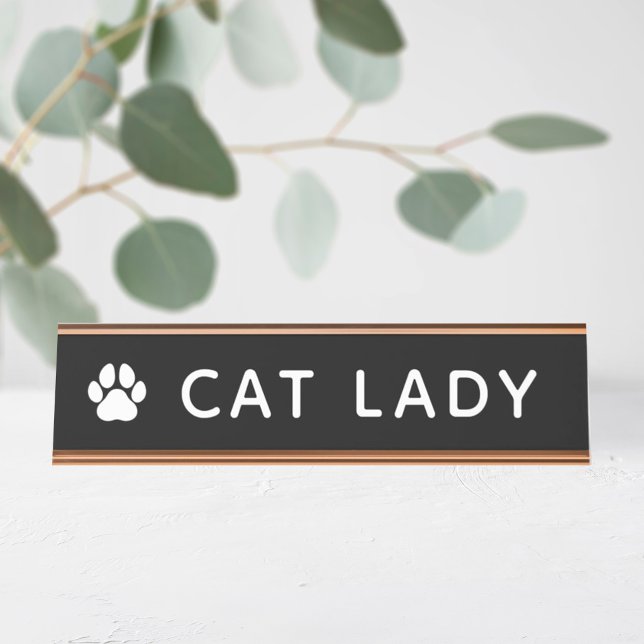 Porte-nom Pour Bureau Dame aux chats (Créateur téléchargé)