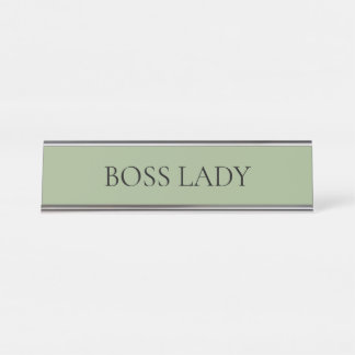 Porte-nom Pour Bureau Dame patronne vert sauge minimaliste