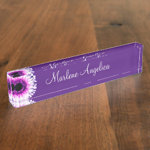 Porte-nom Pour Bureau Dames Floral Monogramme Art Design