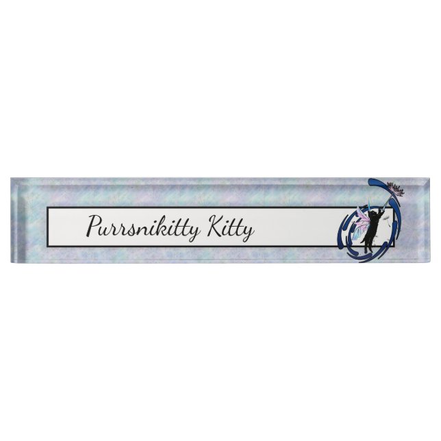 Porte-nom Pour Bureau Dandelion de chat cosmique (Devant)