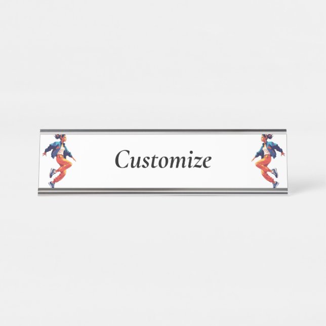 Porte-nom Pour Bureau Danseuse Hip Hop Thunder_Cove (Devant)