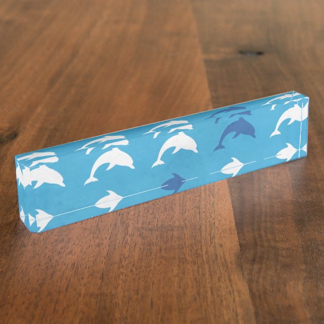 Porte-nom Pour Bureau Dauphins bleus (Taille)