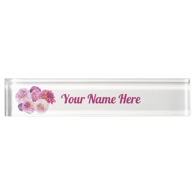 Porte-nom Pour Bureau Dazzling Dahlias Personalized  (Devant)