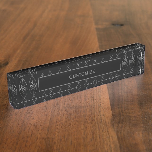 Porte-nom Pour Bureau Déco Noir Et Argent (Taille)