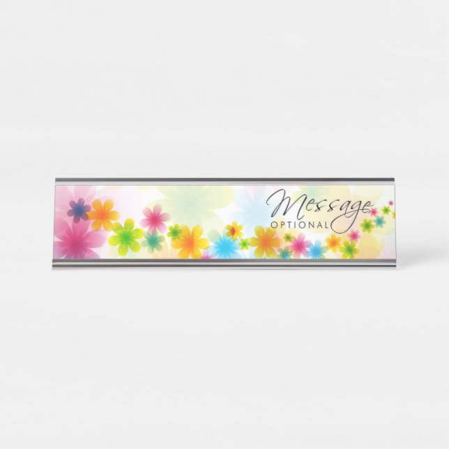 Porte-nom Pour Bureau Décor à fleurs 54 (Devant)