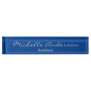 Porte-nom Pour Bureau Deep Blue Script Architect Professional