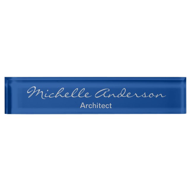 Porte-nom Pour Bureau Deep Blue Script Architect Professional (Devant)