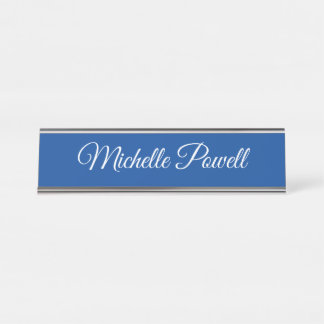 Porte-nom Pour Bureau Deep Blue Trendy Script Modern Professional