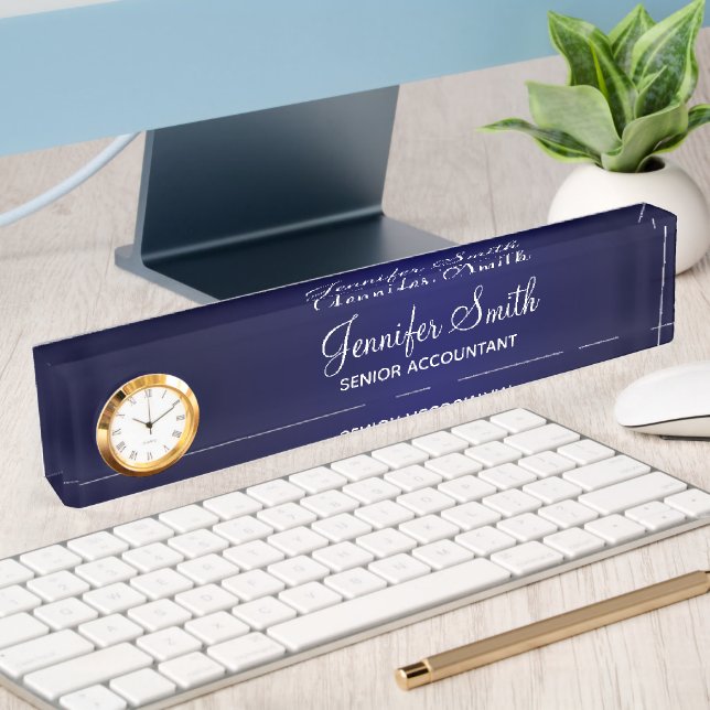 Porte-nom Pour Bureau Dégradé Bleu Marine