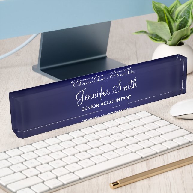 Porte-nom Pour Bureau Dégradé Bleu Marine
