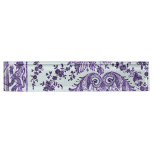 Porte-nom Pour Bureau Dentelle florale violette