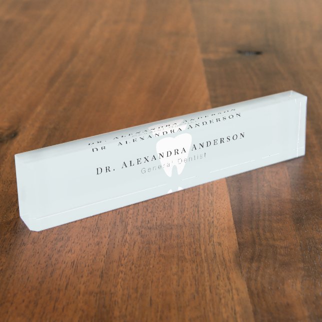 Porte-nom Pour Bureau Dentist White Teeth Light Blue (Taille)