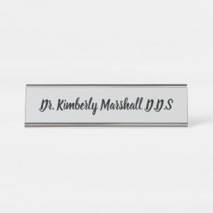 Porte-nom Pour Bureau Dentiste Script Gray