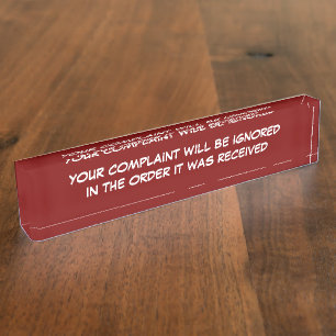 Porte-nom Pour Bureau Département de plainte drôle de bureau