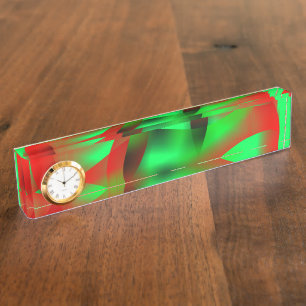 Porte-nom Pour Bureau Des ondulations vert citron et rouge clair, avec d