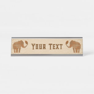Porte-nom Pour Bureau Design d'art tribal des éléphants