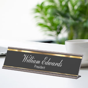 Porte-nom Pour Bureau Design élégant Luxury Gold Black Executive