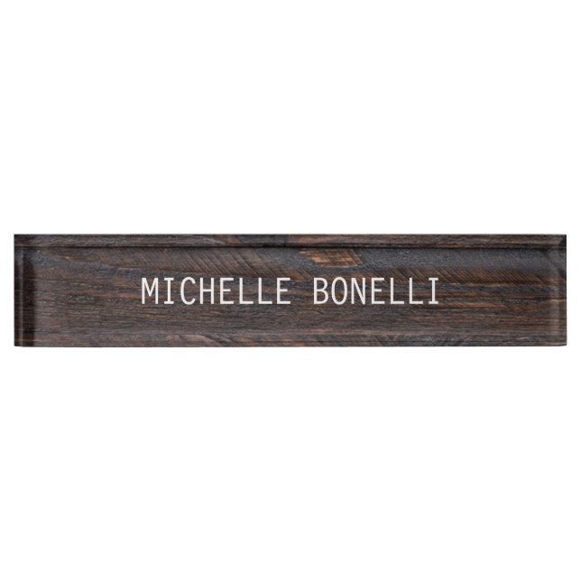 Porte-nom Pour Bureau Design en bois Brown Arrière - plan Plain lisible  (Devant)