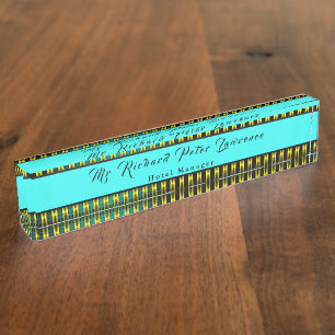 Porte-nom Pour Bureau Design Gold Blue Executive