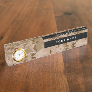 Porte-nom Pour Bureau Dessert Camouflage Avec Cailloux, Militaire, Armée