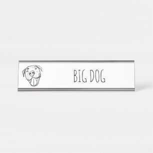 Porte-nom Pour Bureau dessin pitbull simple amoureux des chiens noir bla