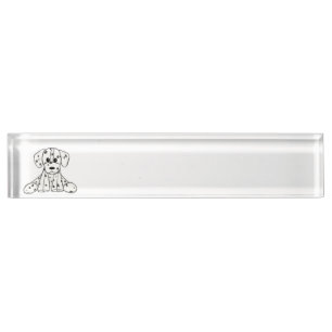 Porte-nom Pour Bureau Dessin simple de contour de chien en peluche dalma