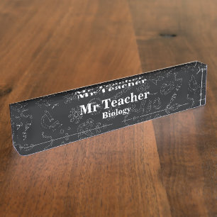 Porte-nom Pour Bureau Diagramme de biologie motif noir et blanc Enseigna