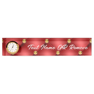 Porte-nom Pour Bureau Diamant doré Cuir Tufé Nom du texte personnalisé R