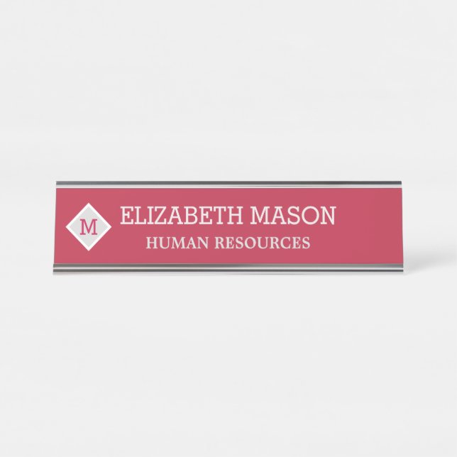 Porte-nom Pour Bureau Diamant Élégant Personnalisable (Devant)