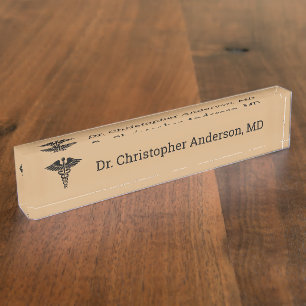 Porte-nom Pour Bureau Diplôme de docteur de l'école de médecine personna