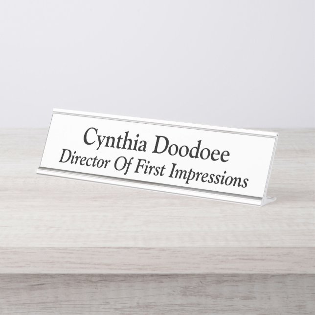 Porte-nom Pour Bureau Directeur De Premières Impressions Blanc (Devant)