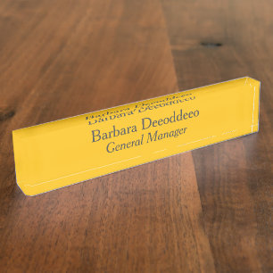 Porte-nom Pour Bureau Directeur général Acrylique jaune