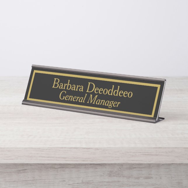 Porte-nom Pour Bureau Directeur général élégant Noir (Devant)