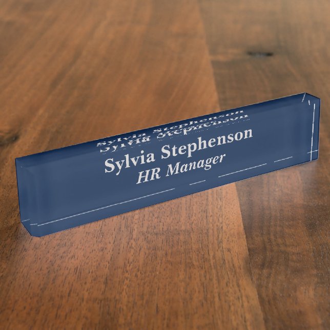 Porte-nom Pour Bureau Directeur RH Acrylique Bleu (Taille)