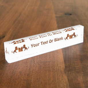 Porte-nom Pour Bureau Dix commandements et lions