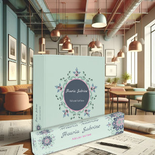 Porte-nom Pour Bureau Doodles de mandala modernes turquoise et rose
