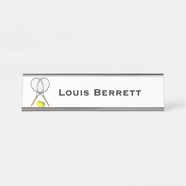 Porte-nom Pour Bureau Double Tennis Sport Thème (Devant)