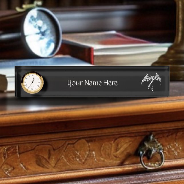 Porte-nom Pour Bureau Dragon tribal celtique noir blanc (Créateur téléchargé)