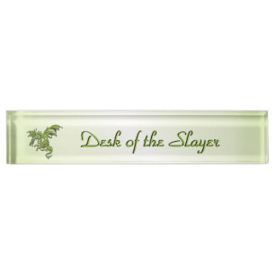 Porte-nom Pour Bureau Dragon volant vert