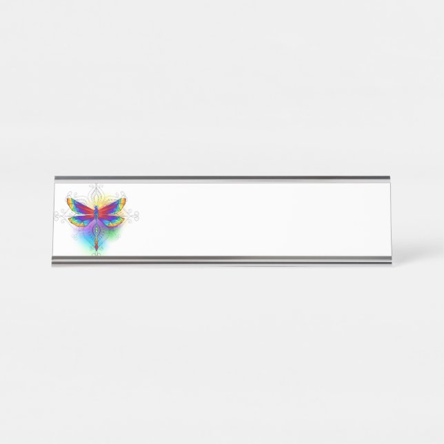 Porte-nom Pour Bureau Dragonfly en arc-en-ciel (Devant)