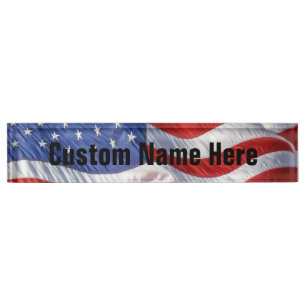 Porte-nom Pour Bureau Drapeau américain de ondulation patriotique