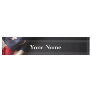 Porte-nom Pour Bureau Drapeau américain vintage sur le tableau